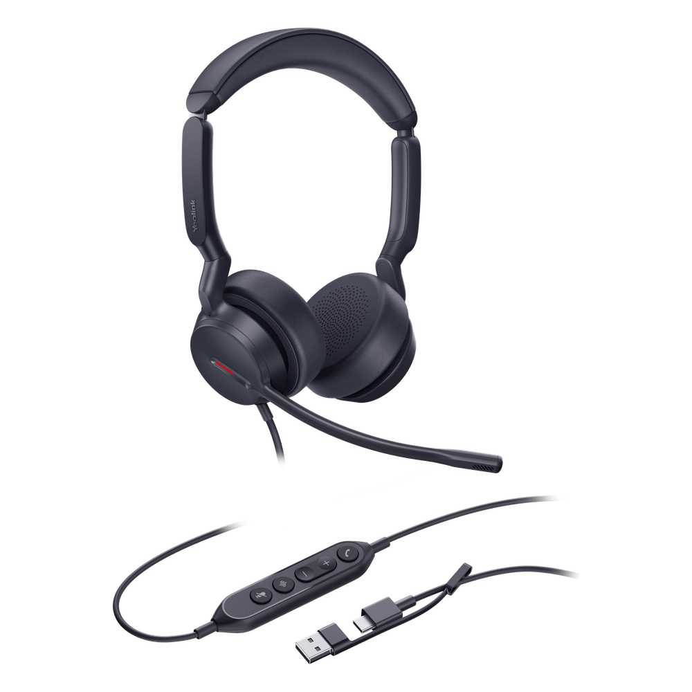 Yealink UH44 Dual, versión UC, cancelación de ruido con IA USB-con A con indicador de ocupado