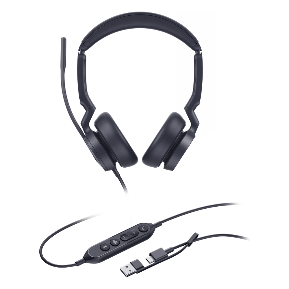 Auriculares Yealink UH46 Dual con cancelación de ruido por IA para Microsoft Teams, USB-con A e indicador de ocupado
