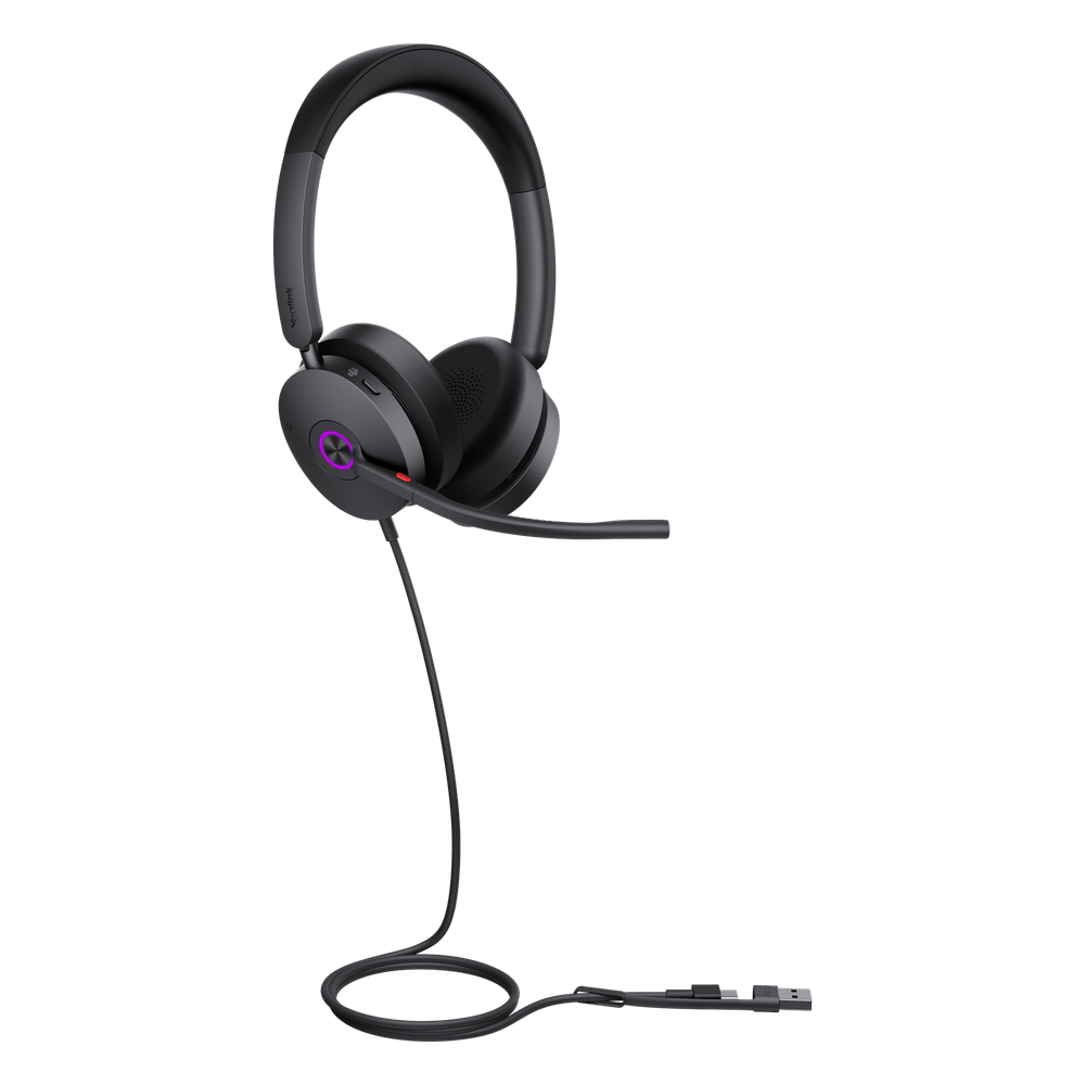 [UH48-DUAL-TEAMS-USB-C/A] Auriculares Yealink UH48 Dual con cancelación de ruido activa por IA para Microsoft Teams, USB-con A e indicador de ocupado