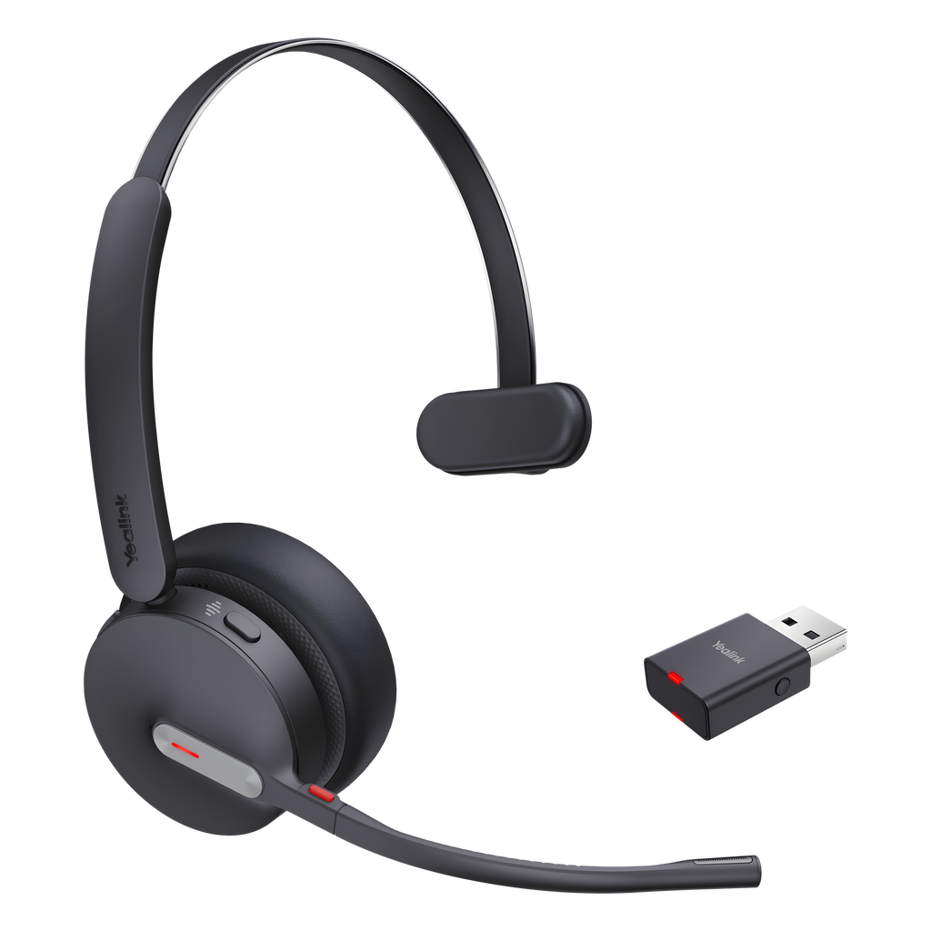 [WH64-HYBRID-MONO-UC] Auriculares Yealink WH64 Hybrid Mono UC / Adaptador DECT y auriculares Bluetooth integrados / Cancelación de ruido con 3 micrófonos / Hasta 32 horas de conversación