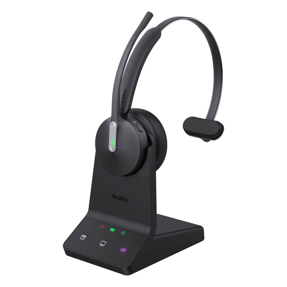 [WH64-MONO-UC] Auriculares mono Yealink WH64 edición UC / Base DECT y auriculares con Bluetooth integrado / Cancelación de ruido con 3 micrófonos / Hasta 32 horas de conversación