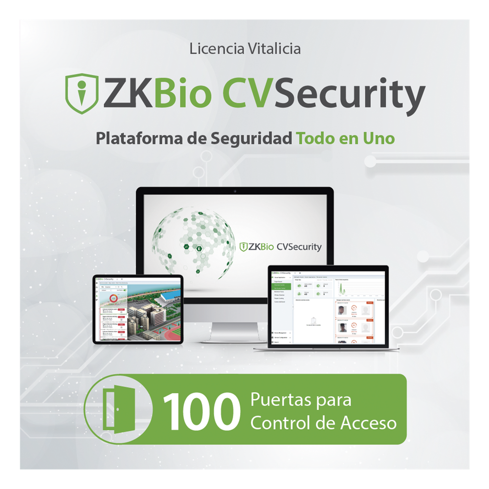 Licencia para ZKBio CVsecurity permite gestionar hasta 100 puertas