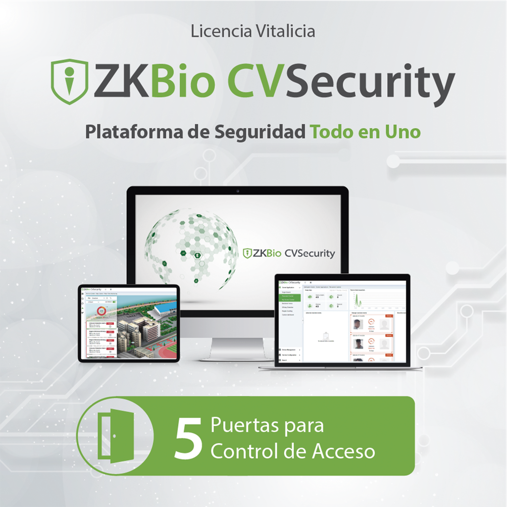 Licencia ZKBio CVSecurity 5 Puertas, perpetua