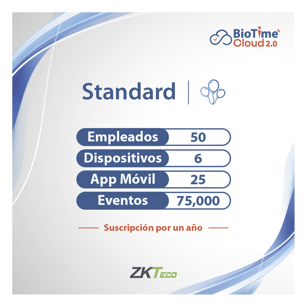 Licencia standart biotime cloud 2.0 50 USUARIOS, anual
