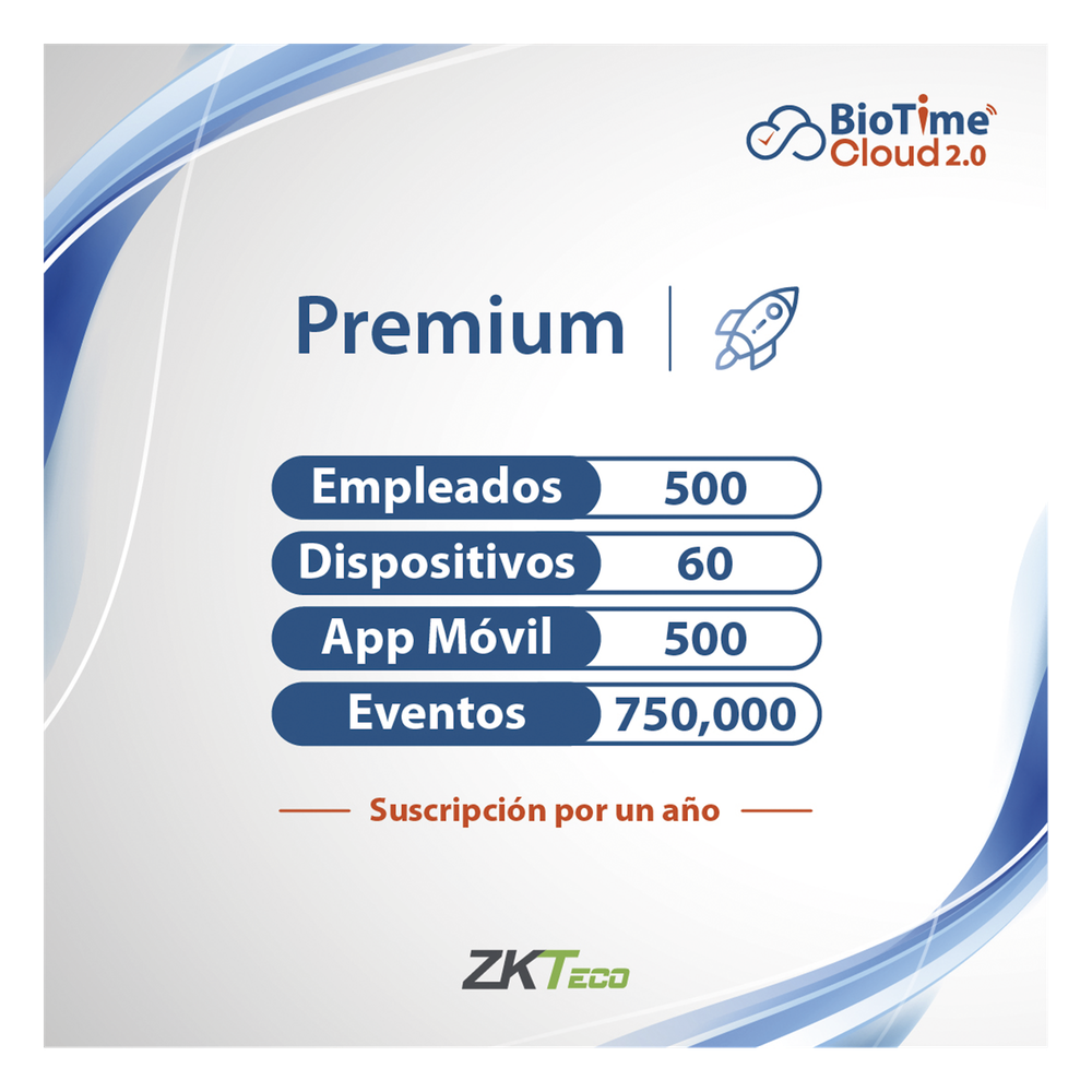Licencia premium biotime cloud 2.0 500 USUARIOS, anual