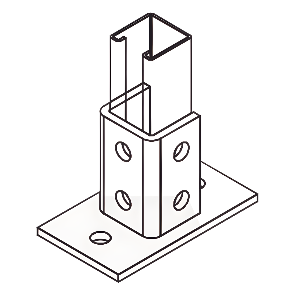 [ANC-HN03] Base Rectangular con 2 perforaciones para Perfil Sencillo.