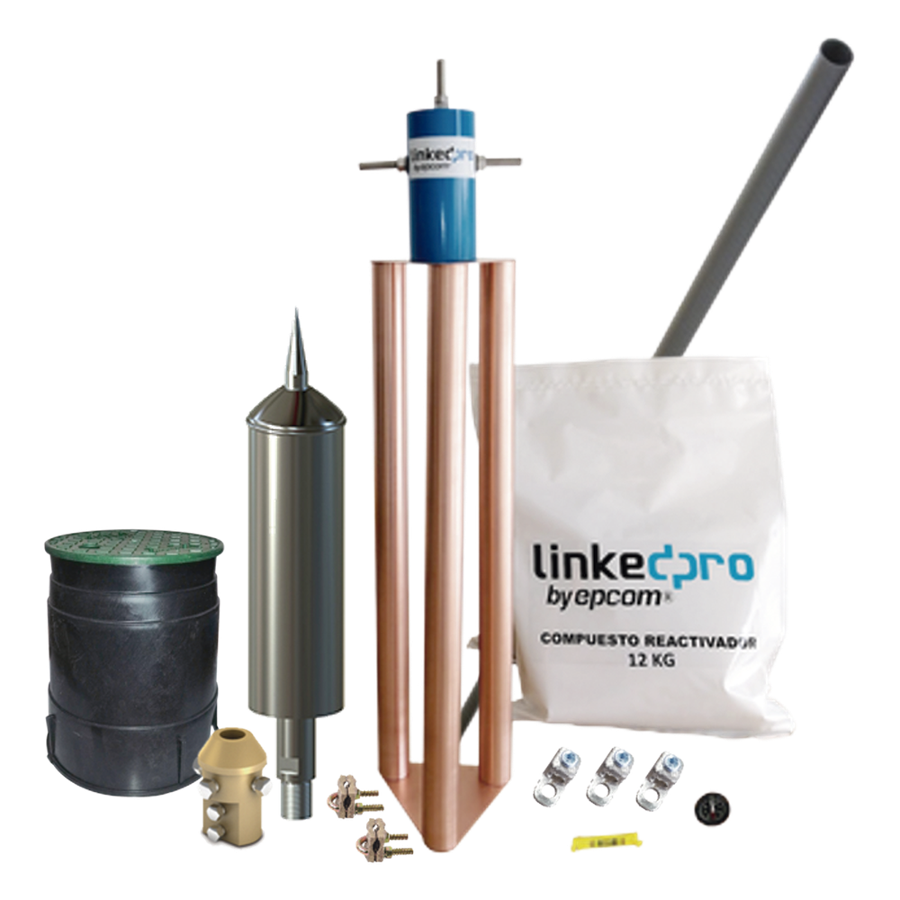Kit Pararrayo PDC Flash Captor, Avance de Cebado:15 µs. Diámetro de Protección Máx: 70 m. Incluye Electrodo y Accesorios para Torre.