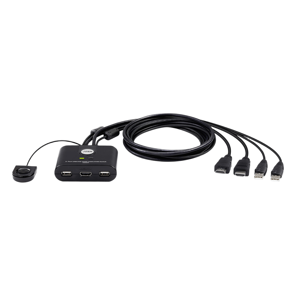 [CS22HF] Switch KVM | USB FHD HDMI | de 2 puertos en formato cable | 1920x1080 @ 60Hz (FHD) | HDCP 1.4 | Conecta y controla 2 equipos con un solo monitor, teclado y mouse