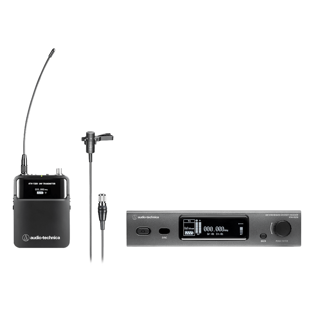 [ATW-3211/831DE2] Sistema Inalámbrico | Banda DE2 | 40 Canales Simultáneos | Alcance 100 m (328 ft) | Receptor True Diversity | Transmisor Body-Pack con Micrófono Lavalier