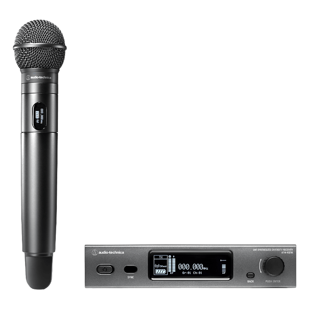 [ATW-3212NC510DE2] Sistema Inalámbrico UHF | Receptor Red ATW-R3210N | Micrófono Mano ATW-T3202 | Frecuencia DE2 470-529 MHz | True Diversity | 40 Canales Simultáneos | Alcance 100 m (328 ft)