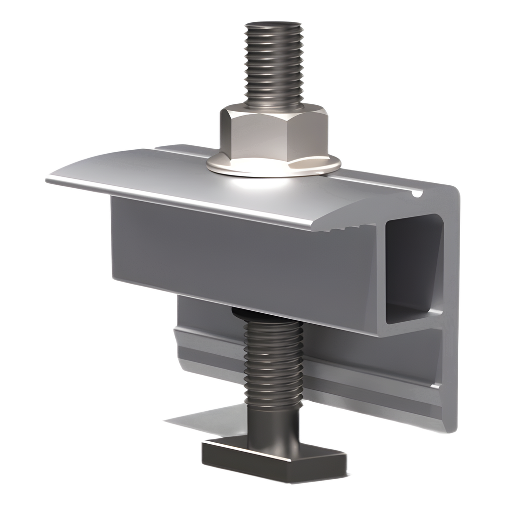 Abrazadera Final / End Clamp / Compatible con Módulos 30-40 mm / Para Sistemas N Rail y S Rail BASEL / Fijación de Paneles Solares