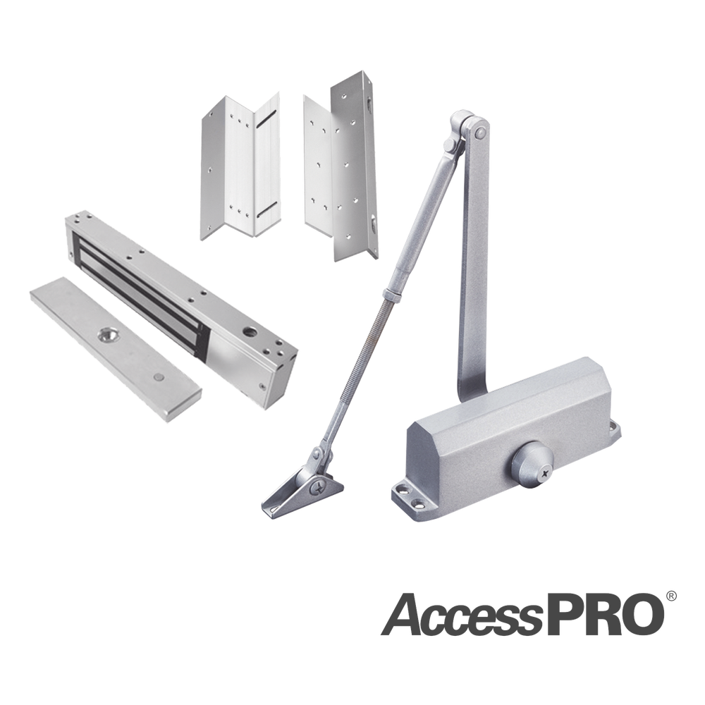 [KITACCESS600] KIT INC CHAPA MAGNETICA DE 600LBS / montaje TIPO Z Y L / CIERRA PUERTAS