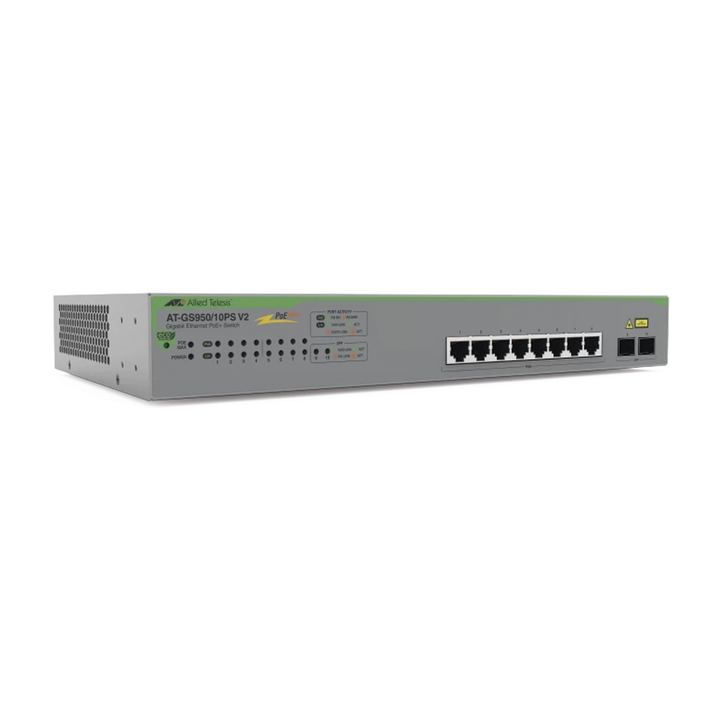 Switch PoE+ Gigabit WebSmart de 10 puertos 10 / 100 / 1000 Mbps (2 x Combo) + 2 puertos gigabit SFP (Combo), 75 W