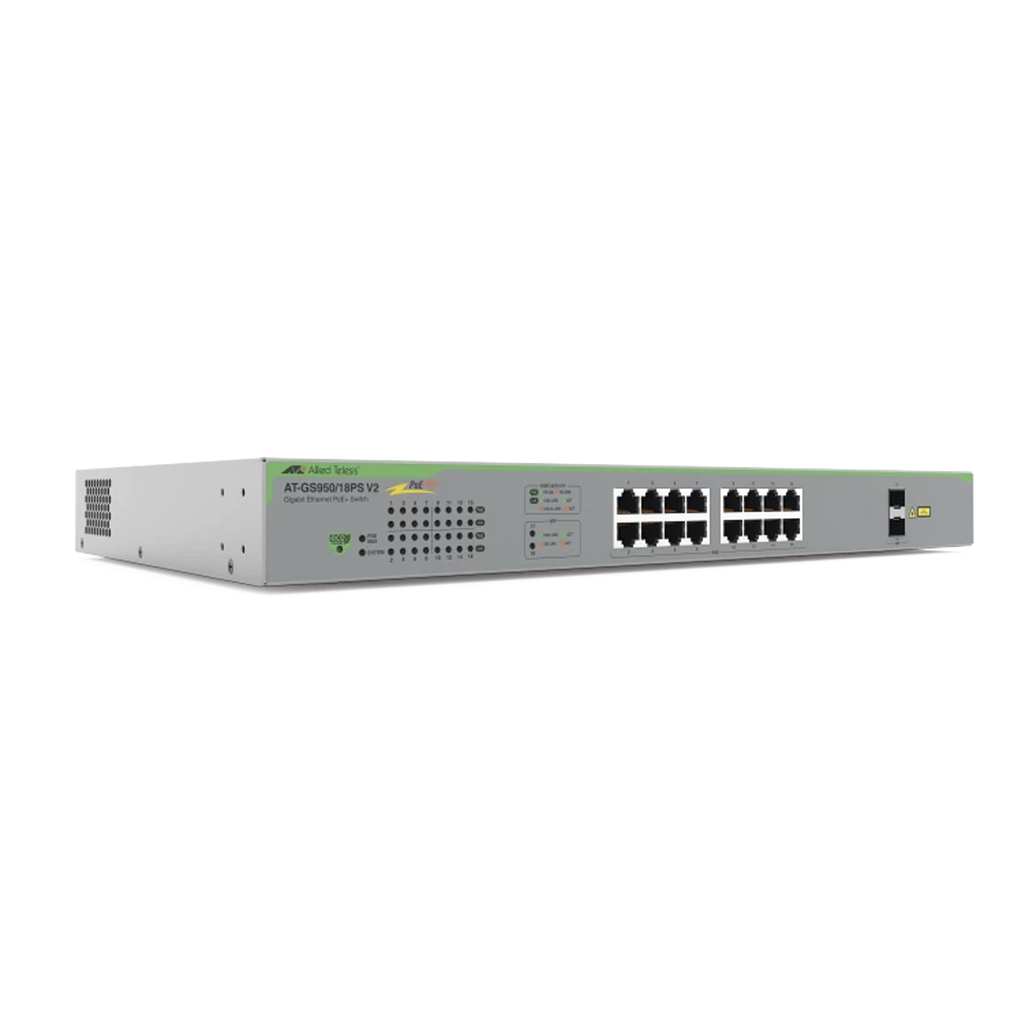 Switch 16 puertos, PoE+, Gigabit, 185 W