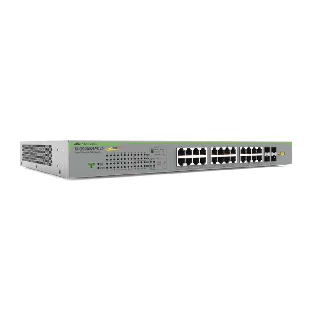 Switch PoE+ Gigabit WebSmart de 24 puertos 10 / 100 / 1000 Mbps + 4 puertos SFP Gigabit, 185 W, Version 2