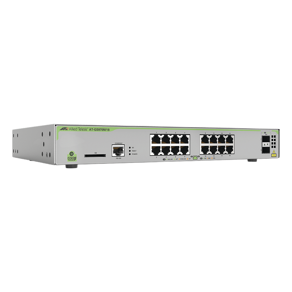 Switch administrable 16 puertos, PoE+, Gigabit, capa 3, 2 SFP