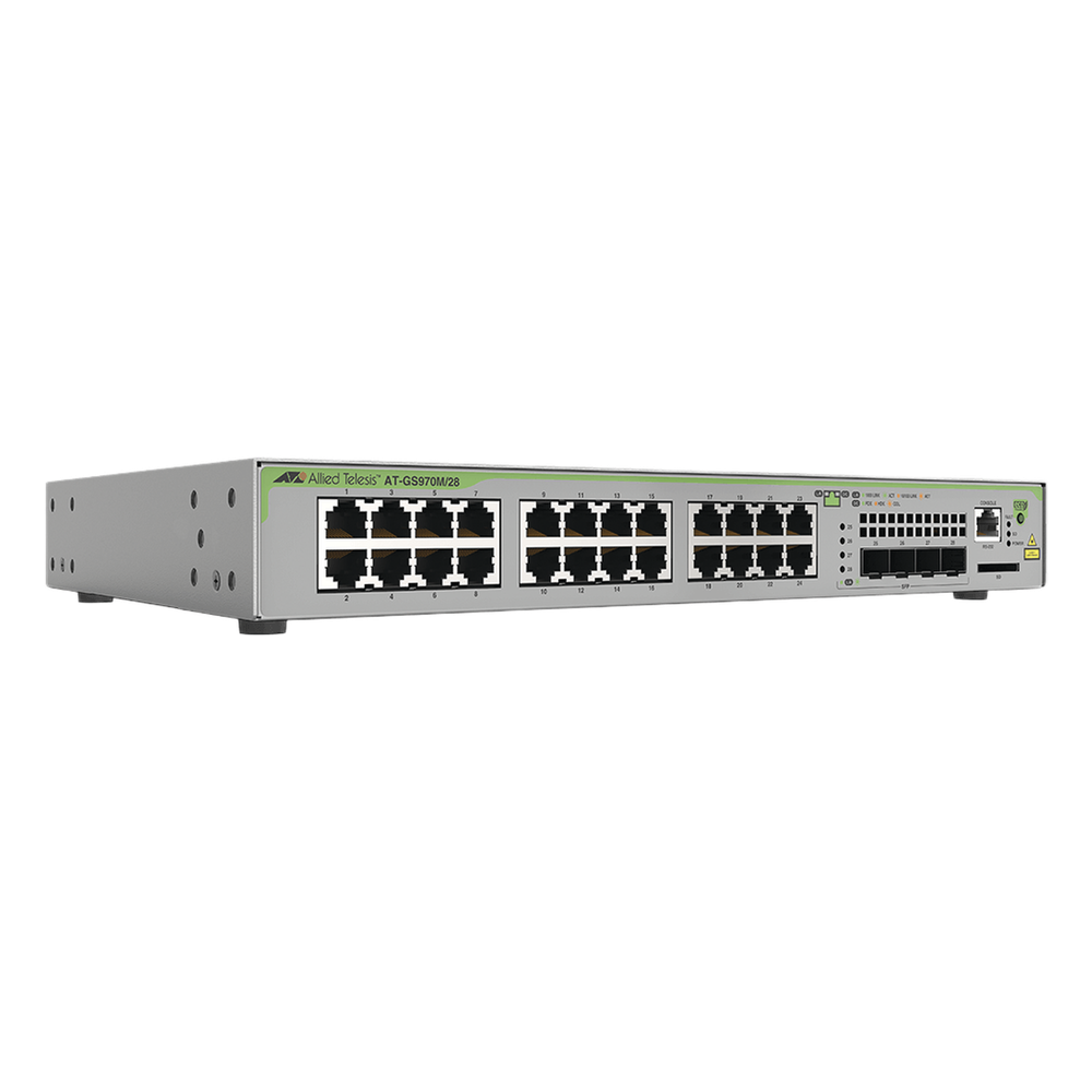 Switch Administrable CentreCOM GS970M, Capa 3 de 24 Puertos 10 / 100 / 1000 Mbps + 4 SFP Gigabit