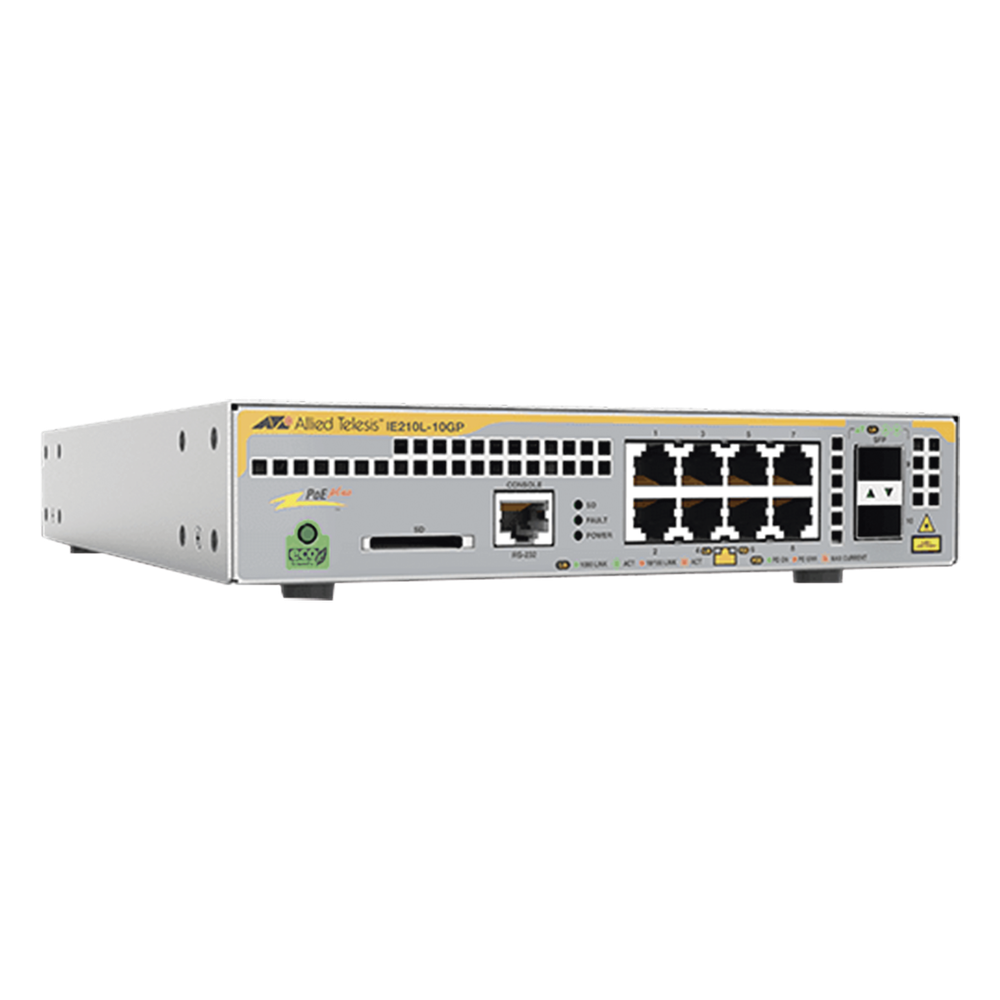 Switch industrial administrable 8 puertos, PoE+, Gigabit, capa 2, 2 puertos SFP