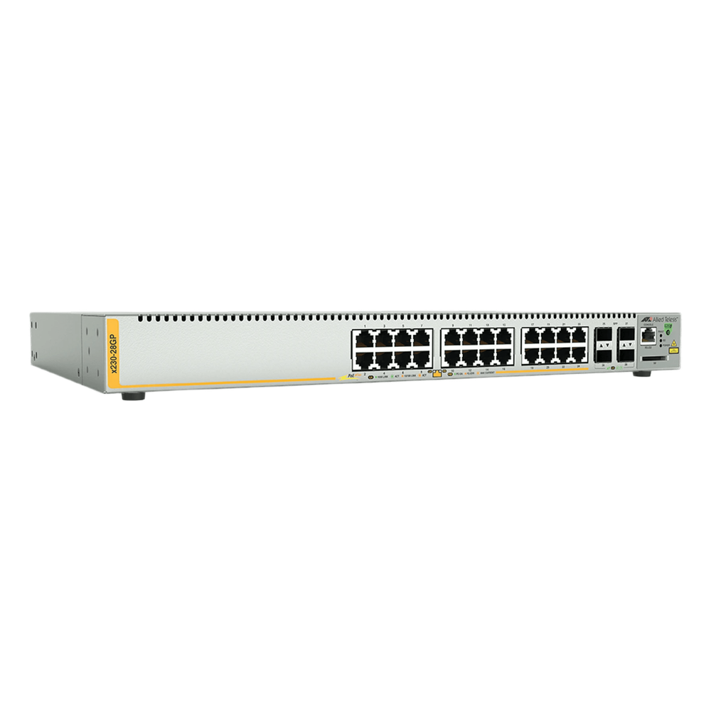 Switch administrable 24 puertos, PoE+, Gigabit, capa 3, 4 SFP