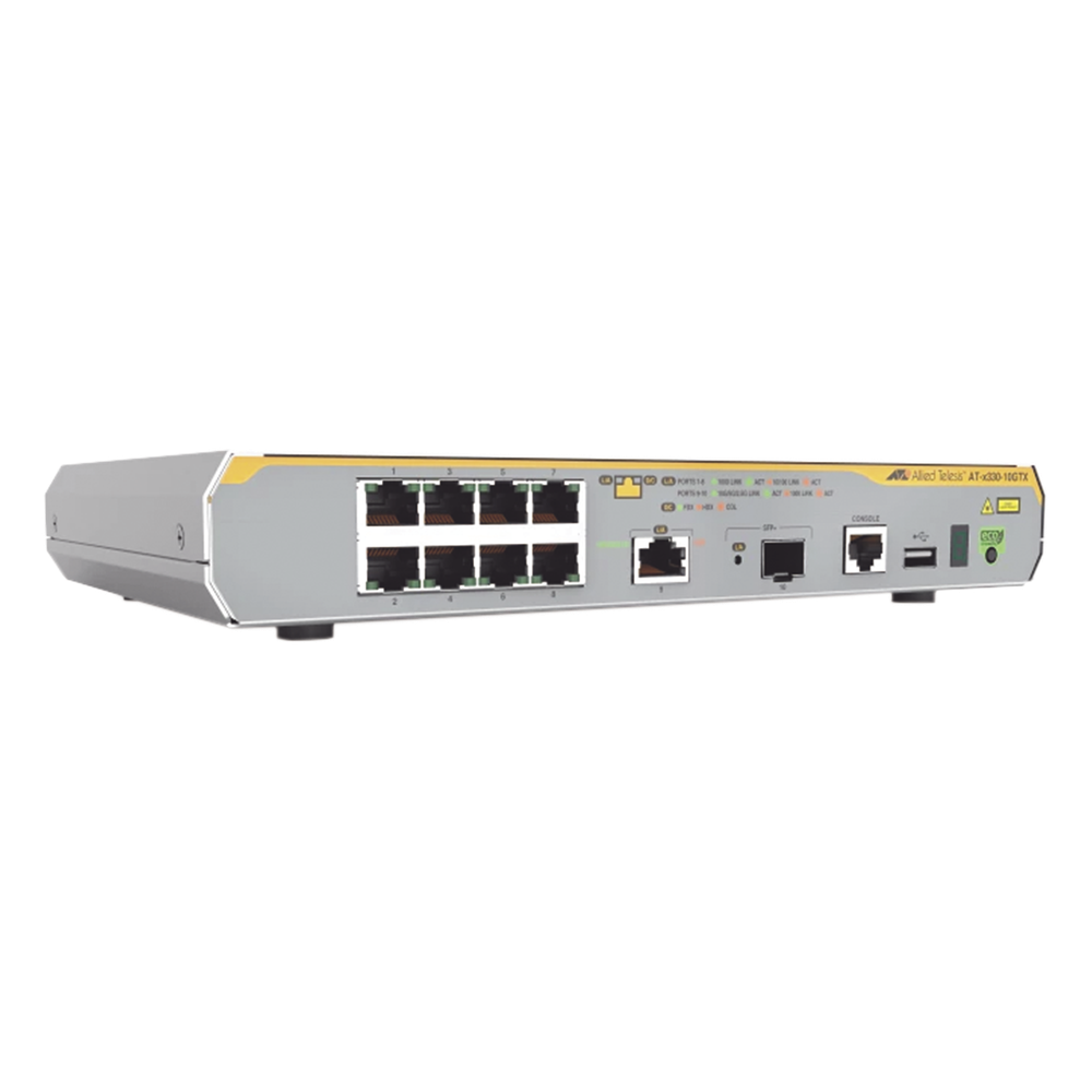Switch L3, 8x 10 / 100 / 1000 Mbps RJ45, 1x 1 / 2.5 / 5 / 10G, 1x SFP+ 10G, sin ventilador