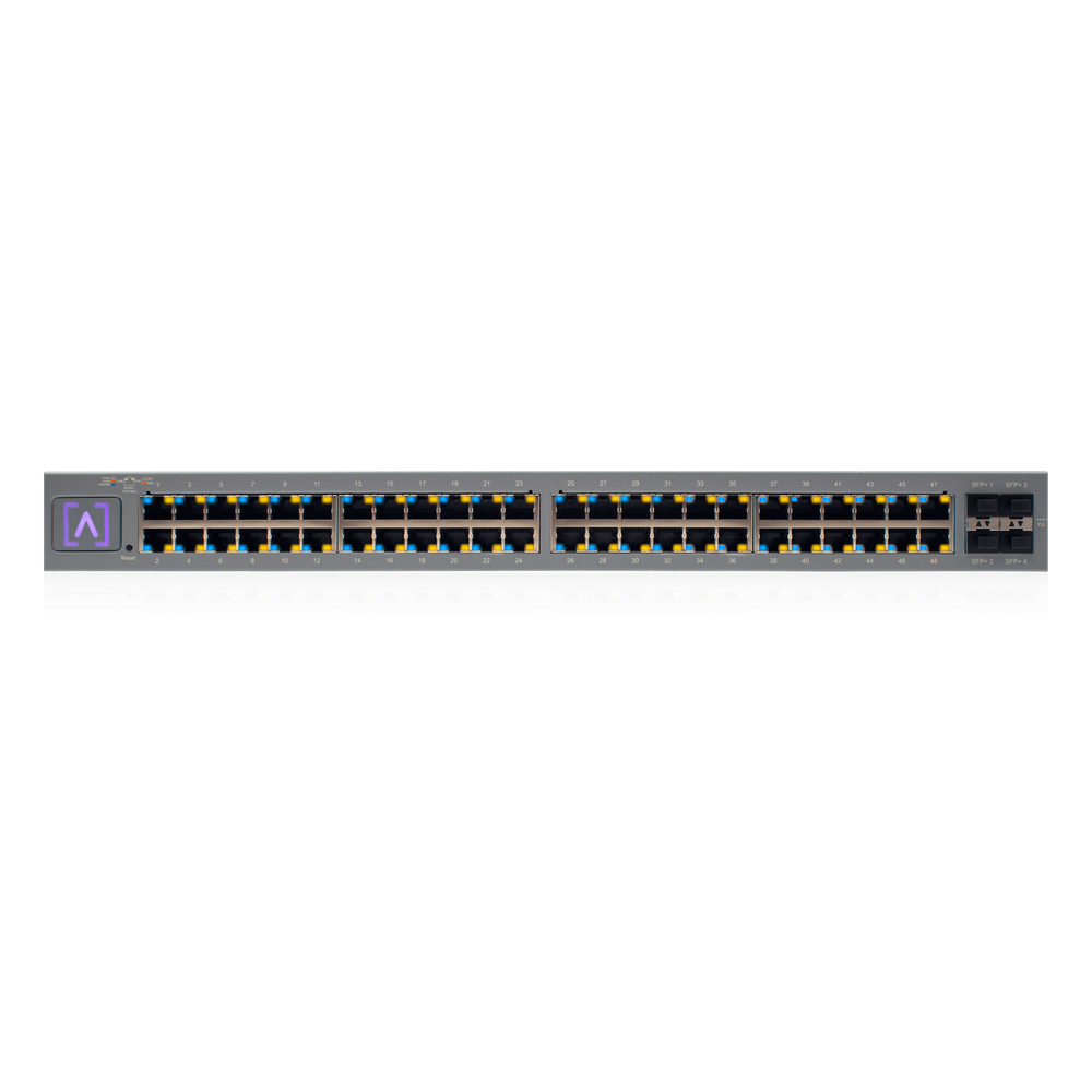 Switch 48 puertos, PoE+, 4 puertos SFP+, 740 W