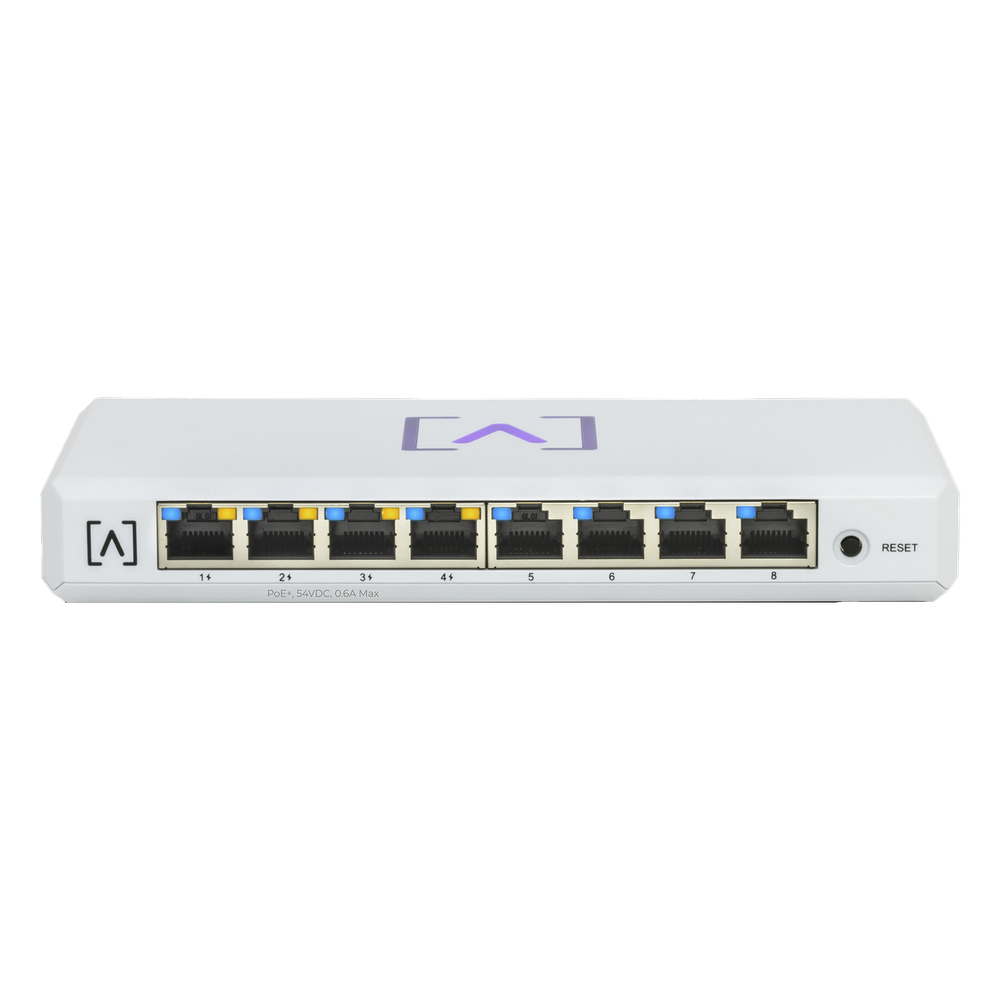 Switch Gigabit PoE+ Administrable / 8 puertos 10 / 100 / 1000 Mbps (4 de ellos PoE+ 802.3af / at) / Hasta 60W / Administración nube gratuita / Presupuesto de 60W