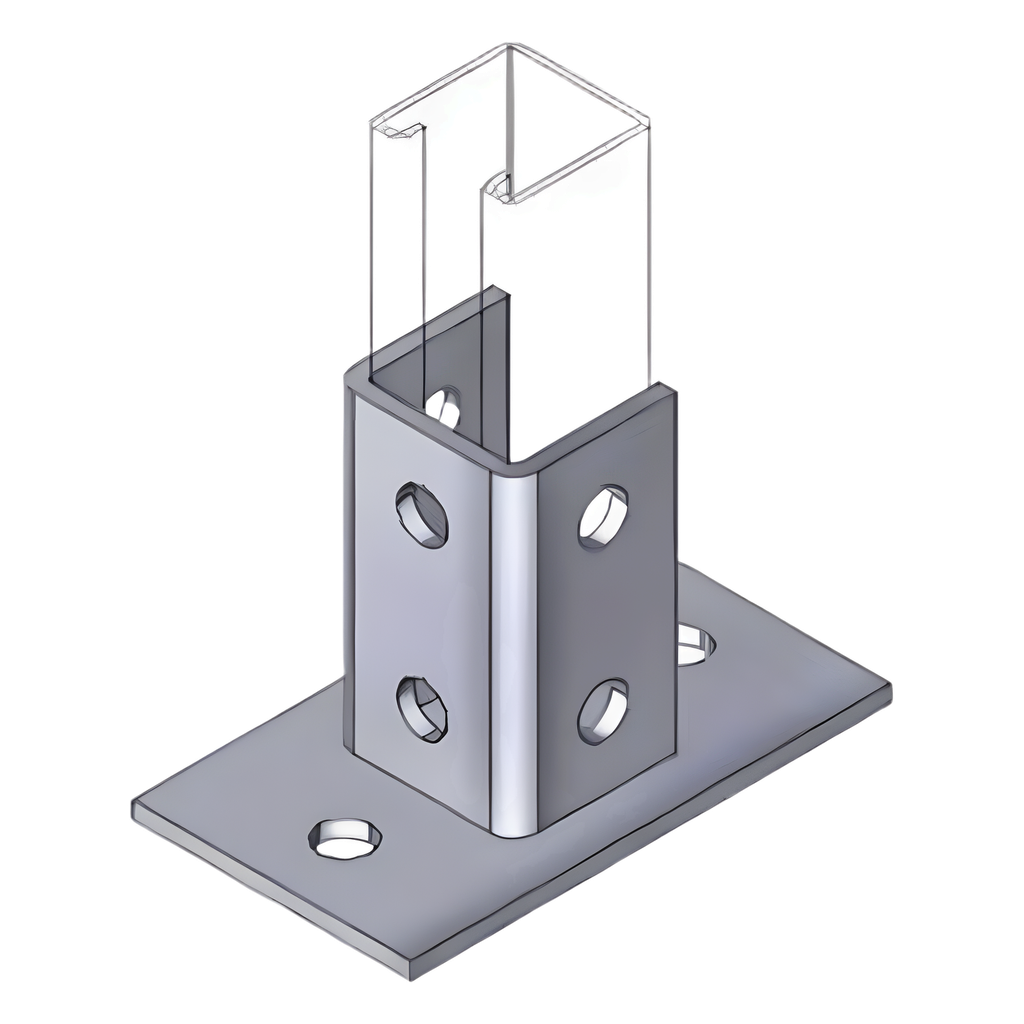 Base Cuadrada con 4 Perforaciones para Perfil Sencillo