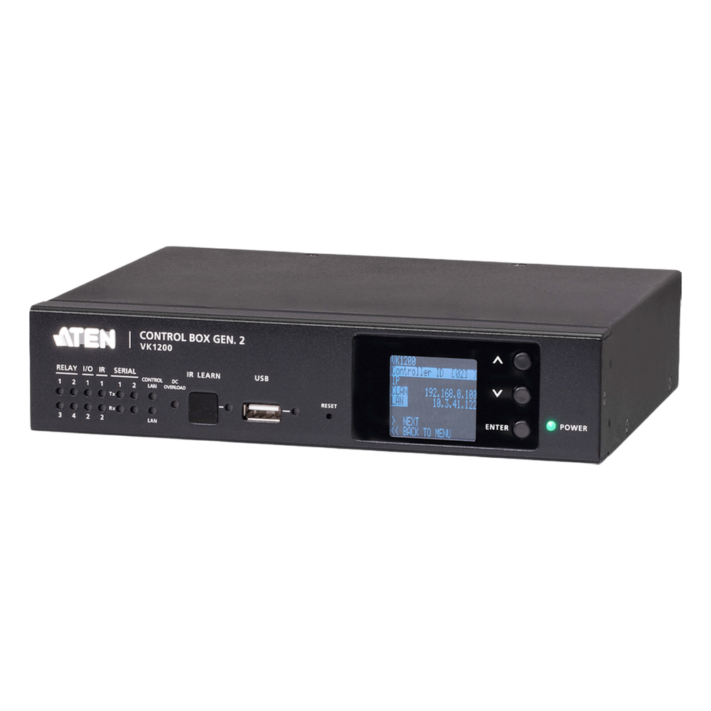 [VK1200] Sistema de control ATEN| Caja de control compacta Gen. 2 | CPU de cuatro núcleos | 2 / 1 GB de memoria | Monitor LCD | LAN doble y aislada