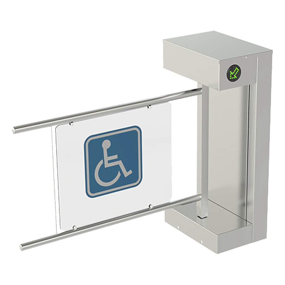 [705-EN-1] Torniquete De Cortesía Motorizado / Acabado En Acero Inoxidable Con Hoja de Acrílico / Bidireccional / Compatible con Cualquier Control De Acceso de Contacto Seco