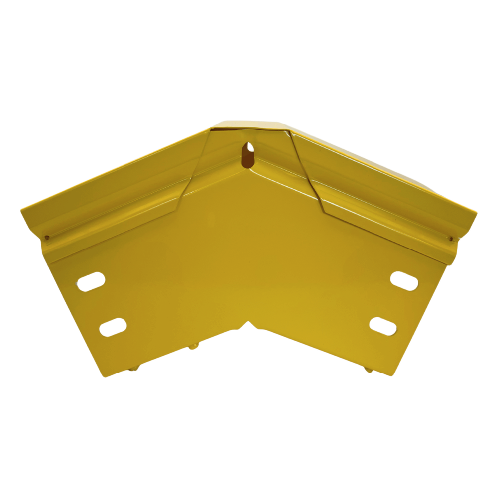 CHFIBER Curva Vertical Exterior de 45° de Aluminio para Fibra Óptica, 4" de Peralte, 4" de Ancho y Radio de 8", con Pintura Epóxica Amarilla, Incluye Tapa, un Par de Coples y Tornillería