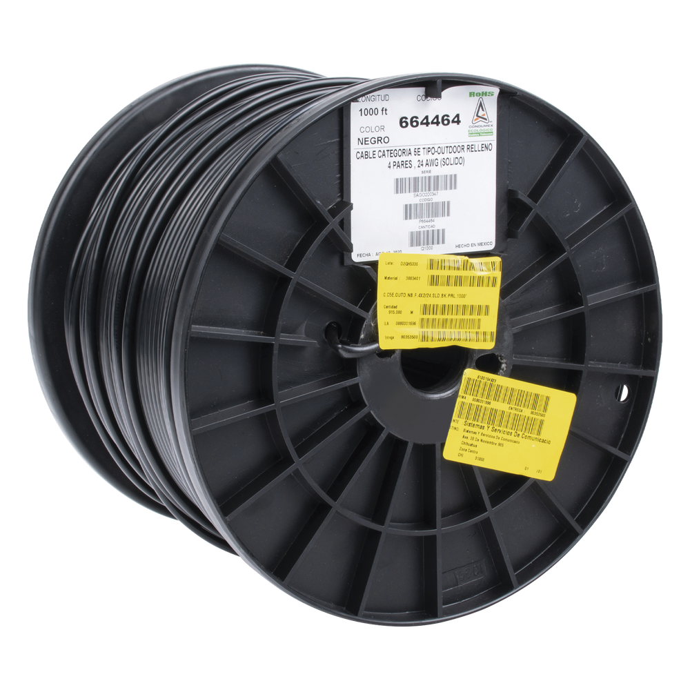 Bobina de cable Cat5e 305 m, negro