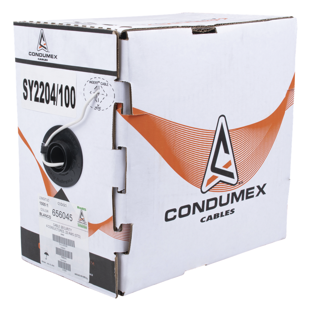 Bobina de cable para alarma 305 m, 4 X 22 AWG, blanco