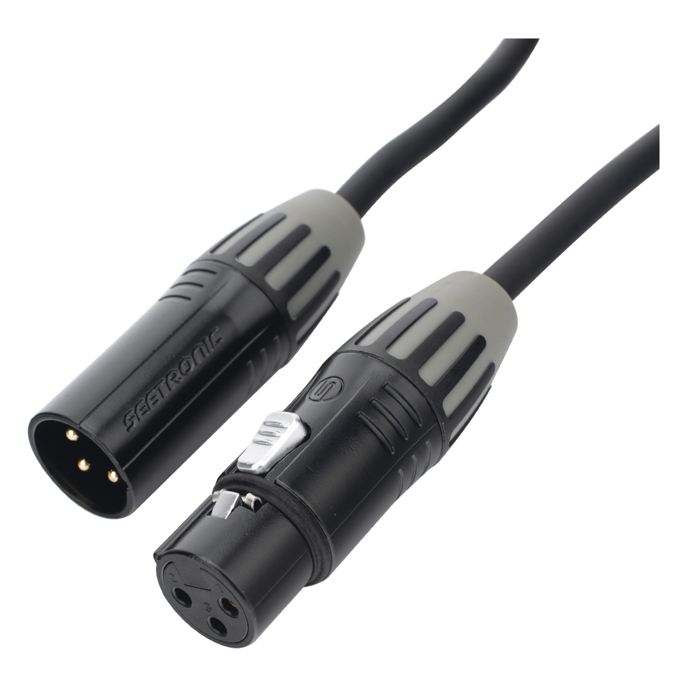 [CMC-MF3-MM3-L-5M] Cable XLR | 3 polos | Conector Hembra-Macho | Serie M | Carcasa Negra | Contactos Dorados | Ideal para Microfonía | Longitud 5m