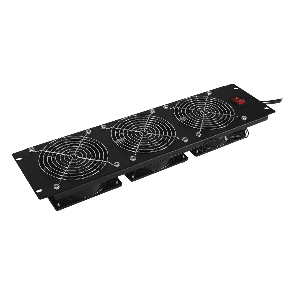 [CRA12003] Kit de 3 Ventiladores para montaje en Rack de 19 in, Alimentación 220 Vca con Plug IEC C14, 3 UR, Color Negro
