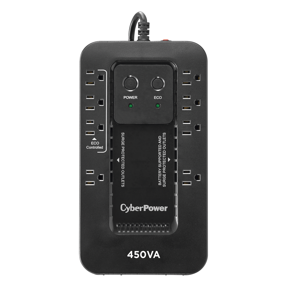 [EC450G] UPS de 450 VA / 260 W, Topología Standby con Modo Ahorrador ECO, Entrada 120 Vca NEMA 5-15P, Con 8 Tomas NEMA 5-15R