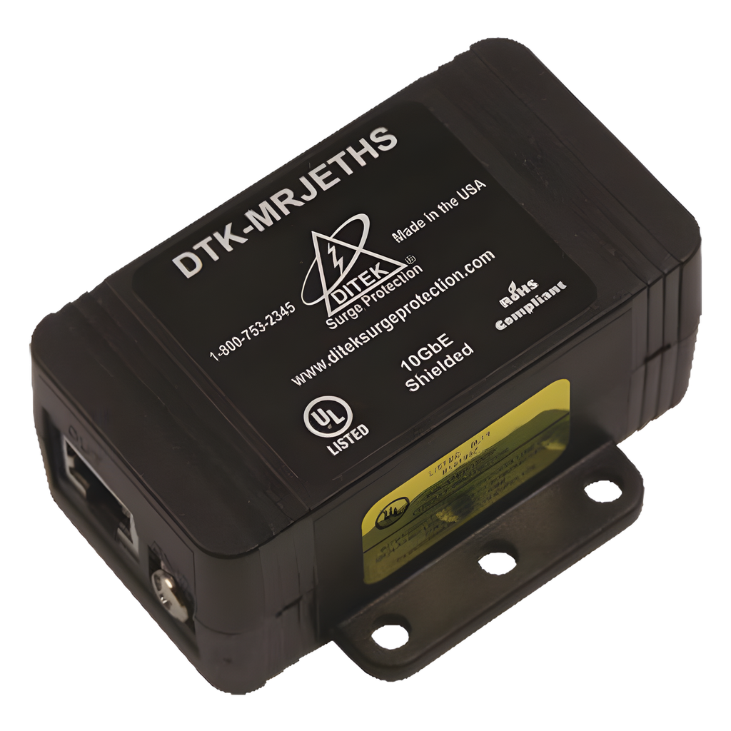 [DTK-MRJETHS] Protector de un solo canal 10GbE para sistemas de CCTV, Ideal para protección de cableado categoría CAT5e, CAT6 y CAT6A