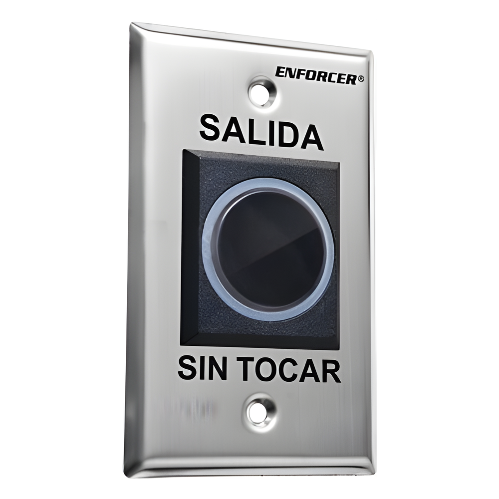 Botón de Salida sin Contacto / Sensor IR / Iluminado / Normalmente Abierto y Cerrado / Distancia Ajustable de Detección / Rele Ajustable de 0.5 a 30 Segundos / Uso Interior