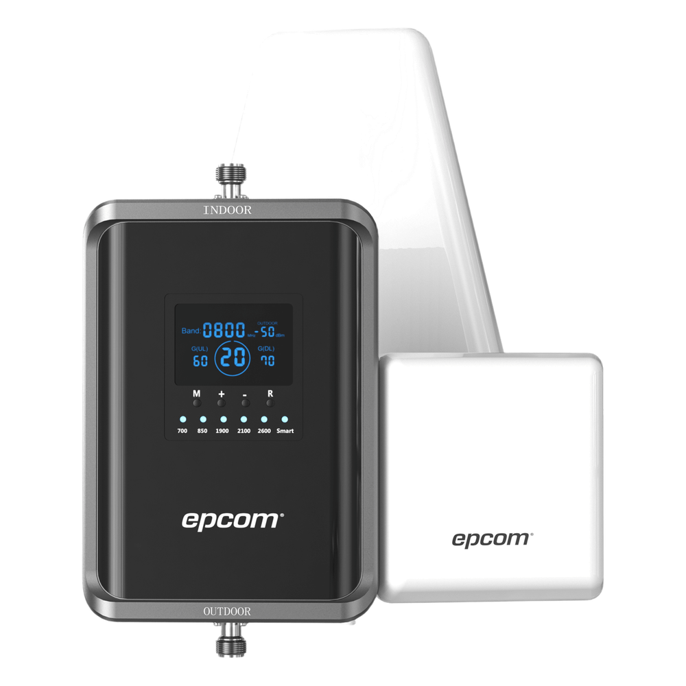 Kit Amplificador de Señal Celular 2G, 3G, 4G y 5G / Mejora llamadas convencionales y VoLTE / Amplifica señal de TELCEL, AT&T, MOVISTAR, BAIT,DiRi y más / Cubre hasta 300 m² con una antena y hasta 600 m² con 2 antenas