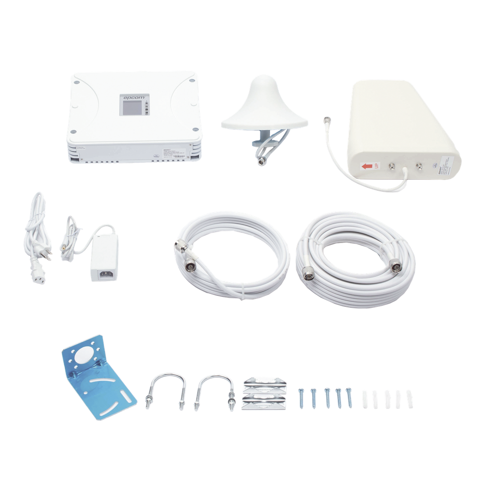 Kit Amplificador de Señal Celular 2G, 3G, 4G y 5G / Mejora llamadas convencionales y VoLTE / Amplifica señal de TELCEL, AT&T, MOVISTAR, BAIT,DiRi y más / Cubre hasta 300 m² con una antena y hasta 900 m² con 3 antenas