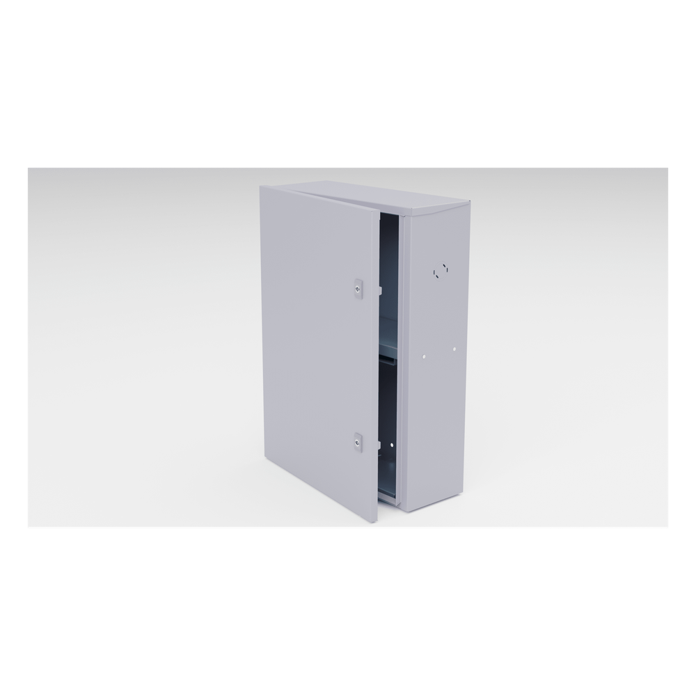 Gabinete para instalación de 2 Baterías, Fabricado en Lámina Galvanizada, Accesorios para poste (No incluidos)