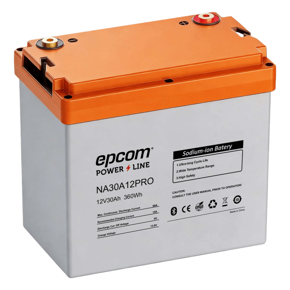 [NA30A12PRO] Batería de Iones de Sodio Ciclo Profundo / 12 Vcc 30 Ah / 360 Wh / 4000 Ciclos / Bluetooth / IP65 / Solar, Marina, Respaldo
