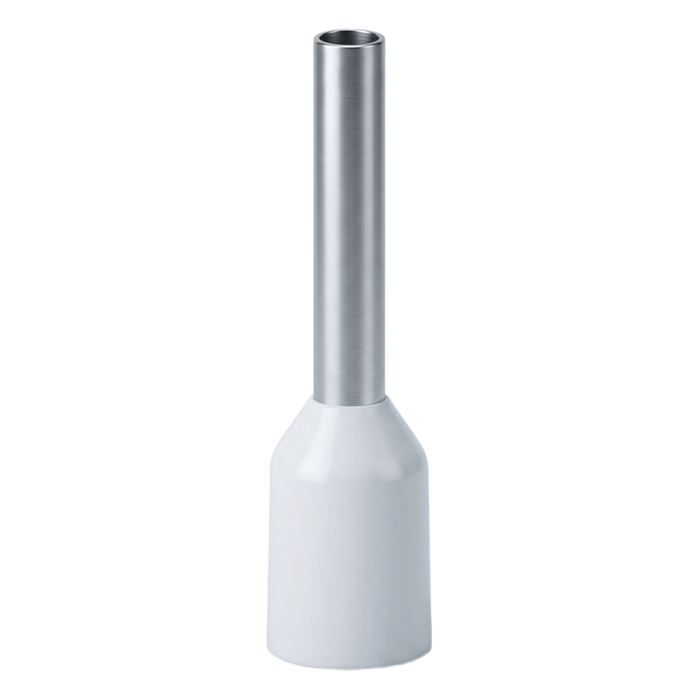 Conector Ferrule | 22AWG | 0.5mm² | Conductor Latón Estañado | Aislamiento PVC Blanco | 25 Piezas por Bolsa