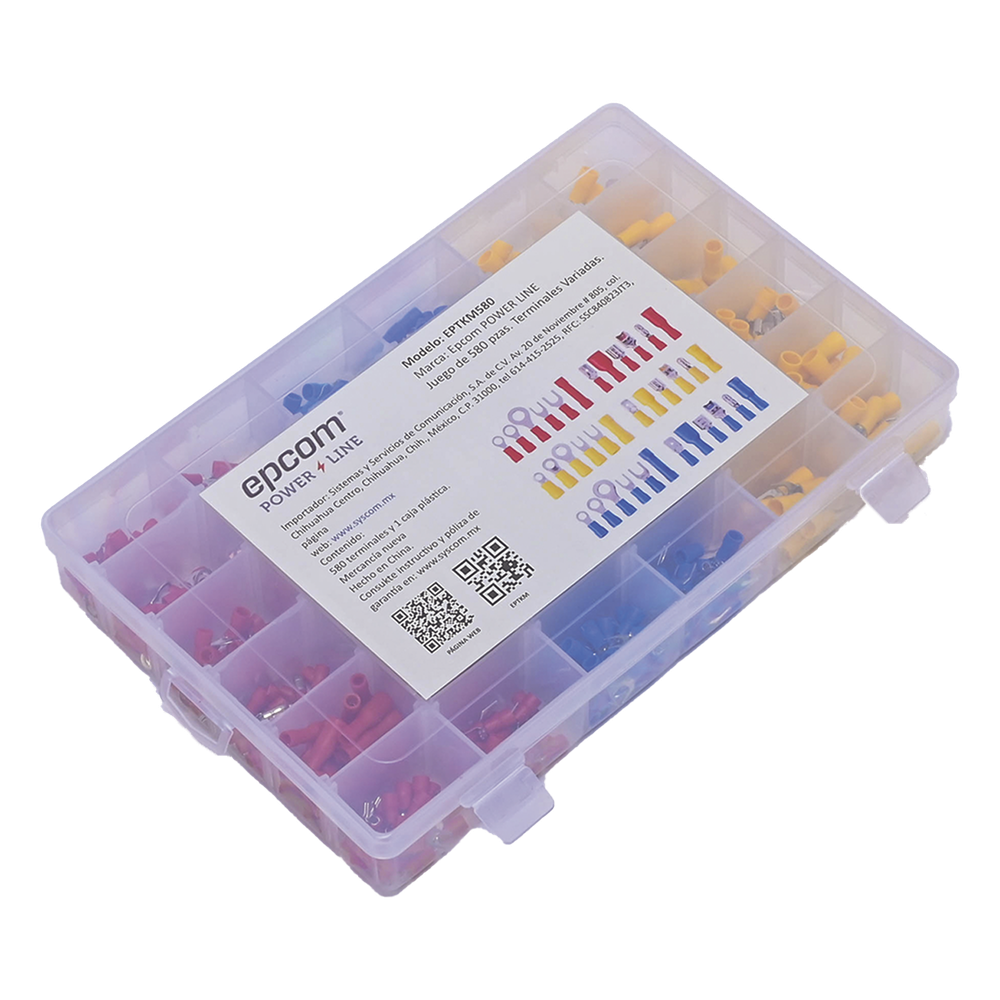 [EP-TKM-580] Juego de 580 pzas. Terminales Variadas con Forro y Caja 580 piezas