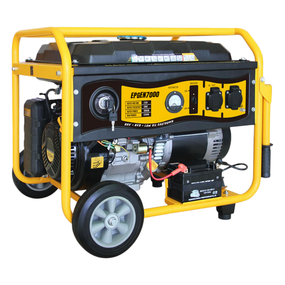 [EPGEN7000] Generador a Gasolina / Planta de Emergencia de 6.5KW, 220Vac 2 Fases, Jaula con Ruedas para Fácil Traslado y Encendido Electrónico