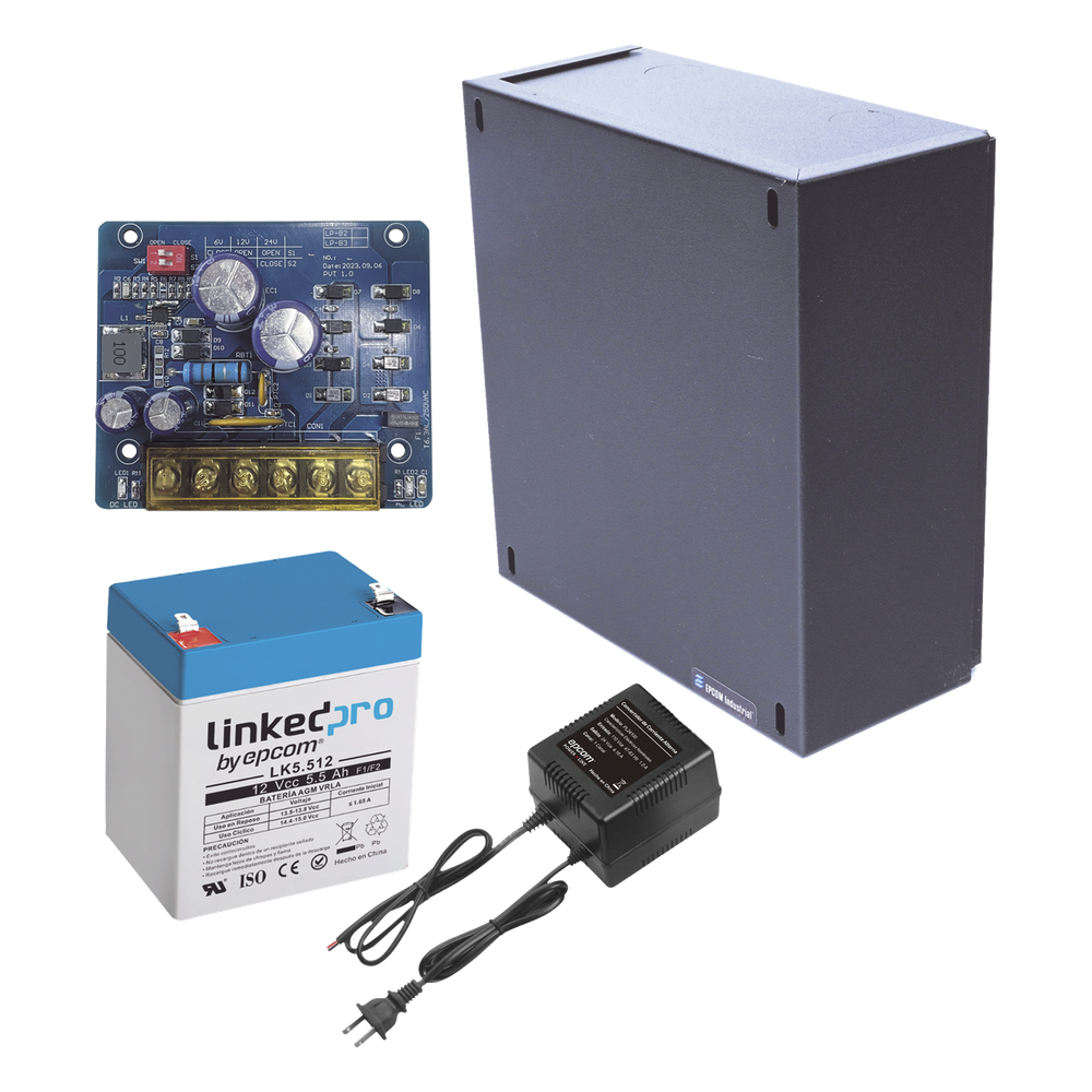Kit con fuente PLB2 con salida de 12 Vcc a 1.5 Amper