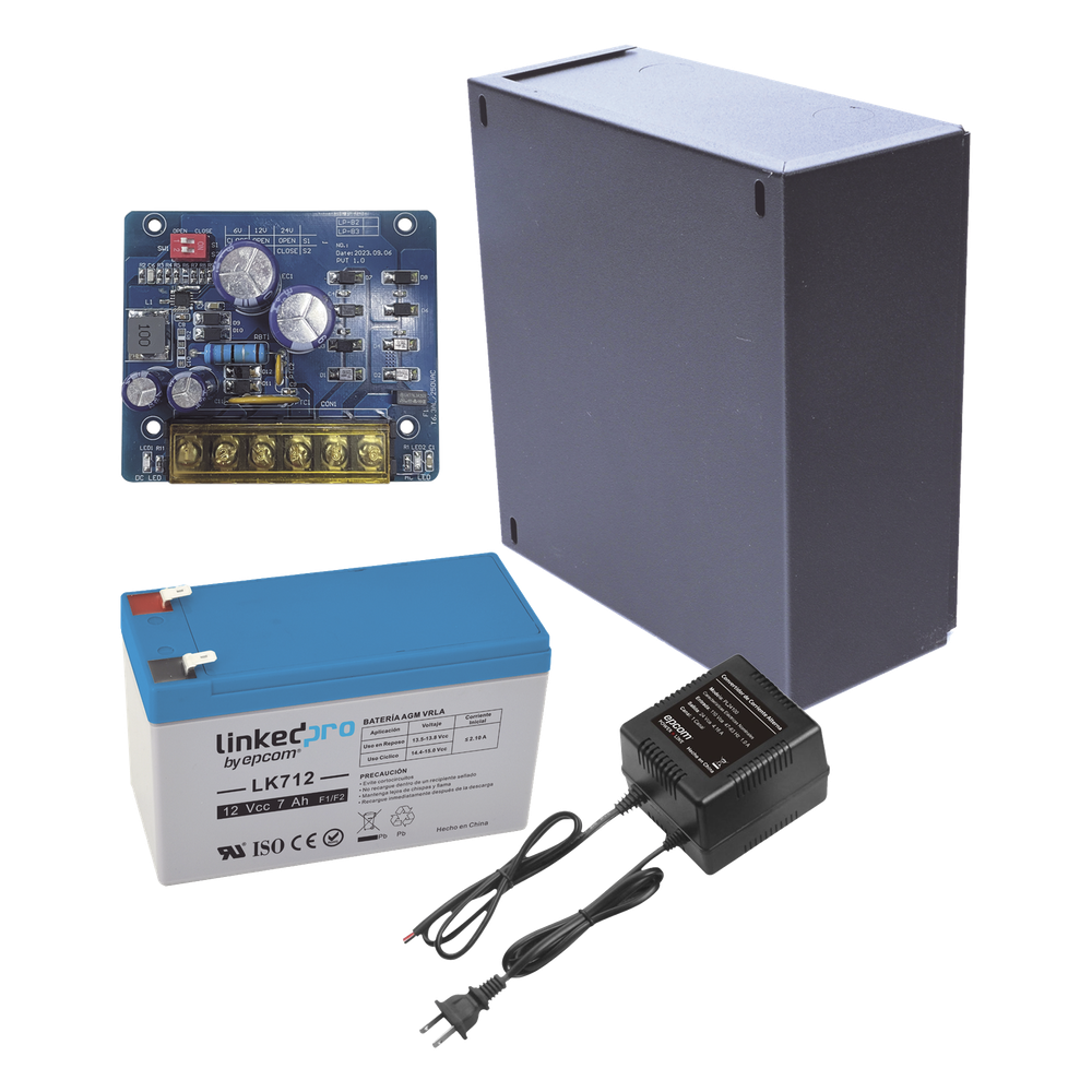 Kit con fuente PLB2 con salida de 12 Vcc a 1.5 Amper