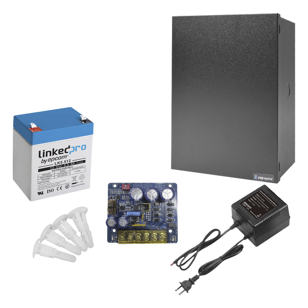 Kit con fuente PLB3 con salida de 12 Vcc a 4 Amper