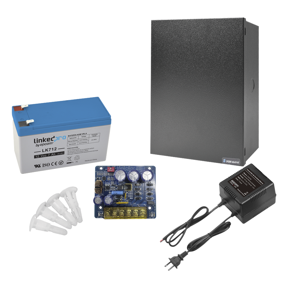[KIT16B3LK7] Kit con fuente PLB3 con salida de 12 Vcc a 4 Amper, incluye transformador y batería de 12 V a 7 Amper