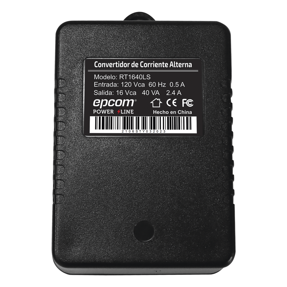 Transformador 16 Vca 40 VA / Entrada 120 Vca / Protección Contra Sobretensiones y Anti-Interferencia / Alta Eficiencia Para Equipos de Seguridad / Operación -10°C a 45°con Compacto 102.5 x 68 x 58 mm / Certificaciones de Seguridad y Calidad Industrial