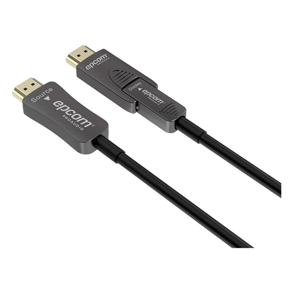 [EP-FOH4K15M-D] Cable HDMI Óptico Activo| 4K Real | 15 m | 18 Gbps | 4K@60Hz 4:4:4 | HDMI 2.0b | HDCP 2.2 | HDR | ARC | Conector RX Desmontable | Plug and Play